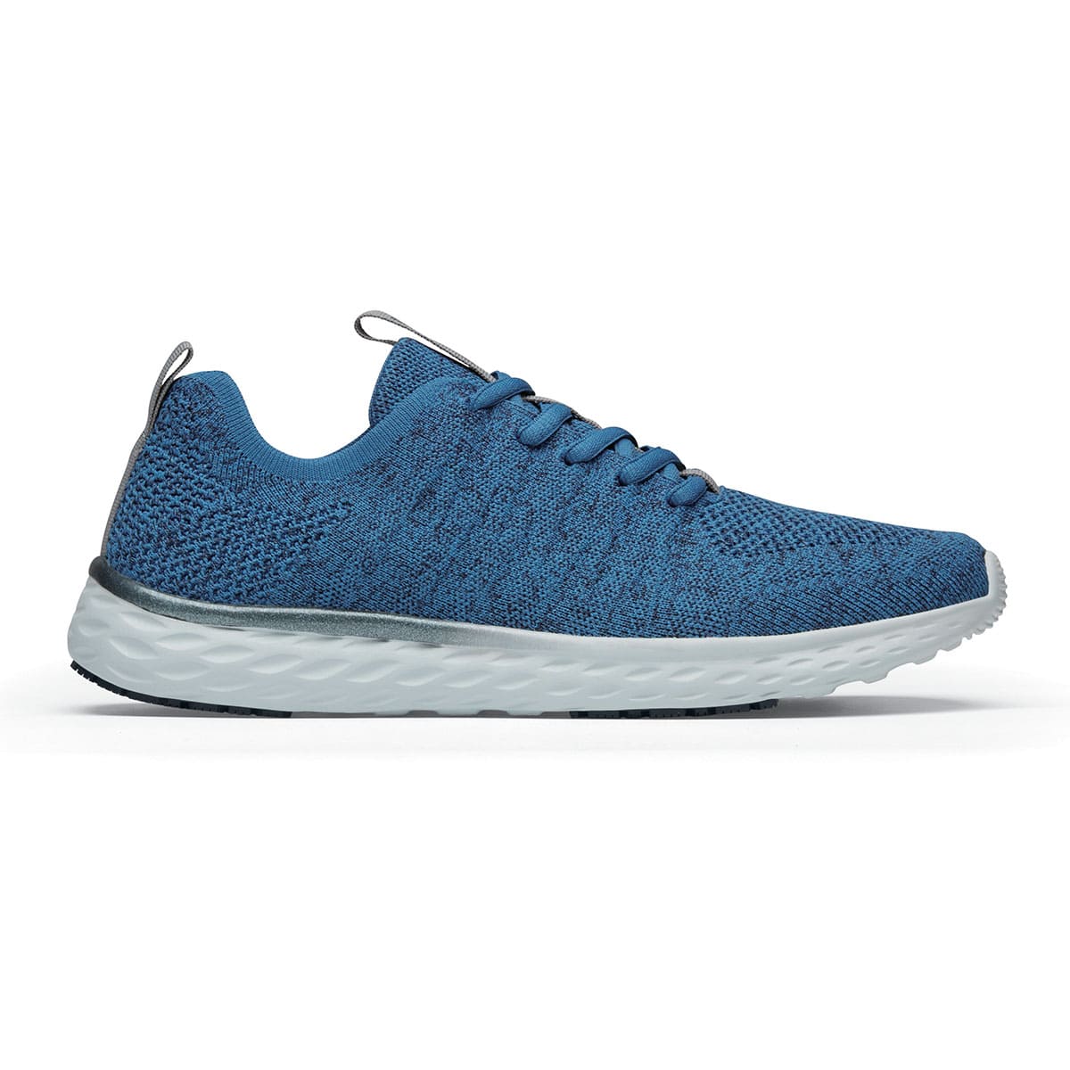 The Everlight Mens Ocean Blue from Shoes For Crews are slip-resistant, breathable, lightweight and easy-to-clean trainers, seen from the right.