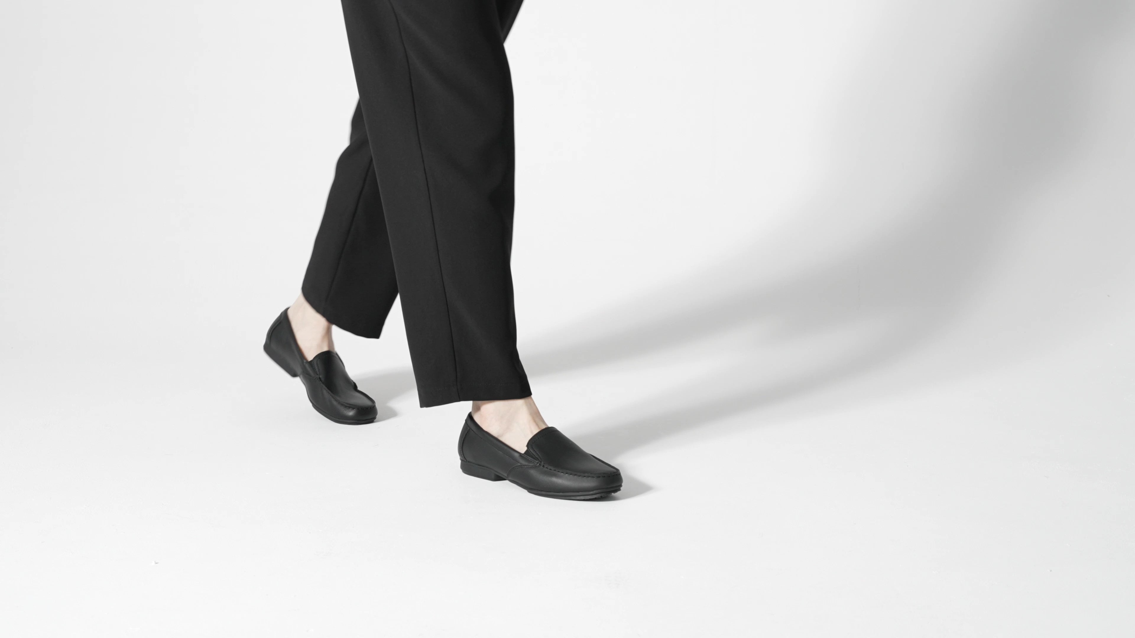 The Jenni from Shoes For Crews is a slip-on dress shoe, slip-resistant and designed to provide comfort throughout the working day, product video.