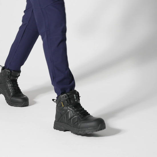 The Callan Mid O2 SRC CI HI ESD safety boot has TripGuard technology, waterproof materials and a durable slip-resistant outsole, product video.