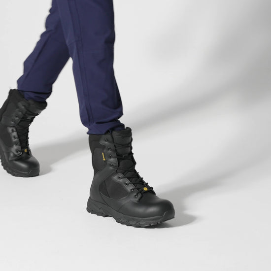 The Defence High from Shoes For Crews are waterproof, slip-resistant safety boots, product video.