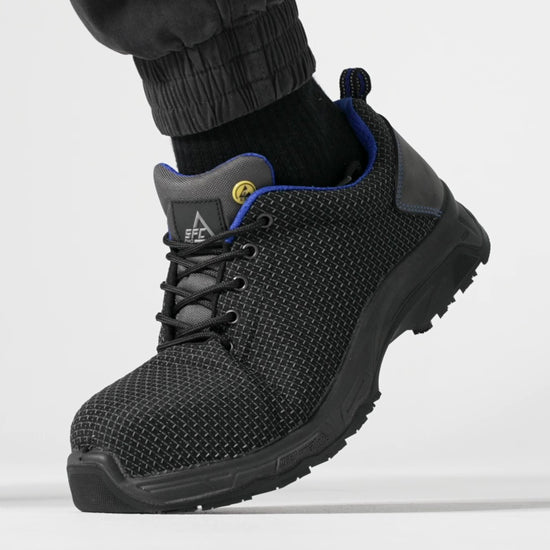 Slip resistant safety shoes, made in Italy, with composite safety toe and ESD Capable, product video.